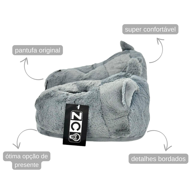 Pantufa Gato Cinza Fofa